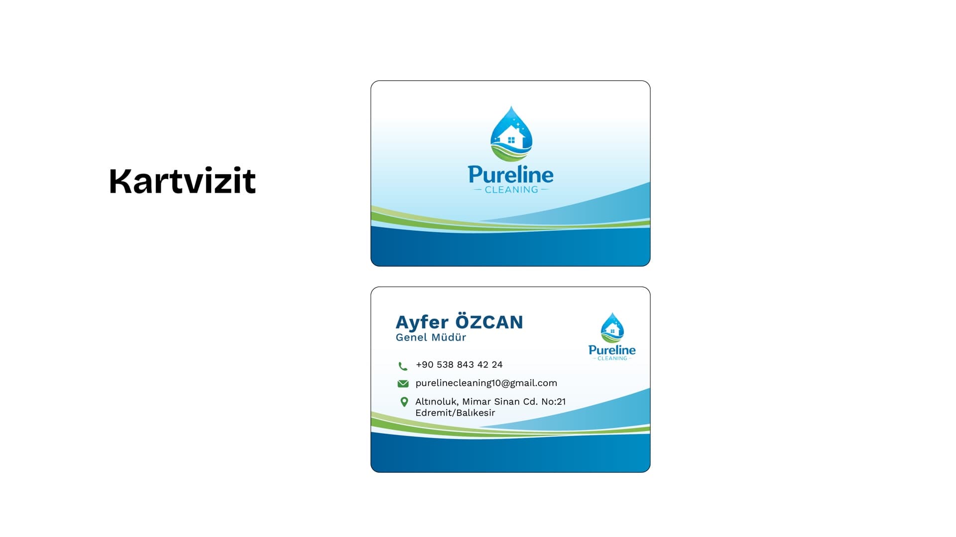 Pureline Cleaning kartvizit — Ayfer Özcan